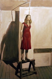 Controversial pintura de una mujer a punto de cometer suicidio, por Rosie Taylor